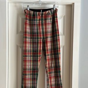 Size 4 Free People plaid clean crop flare pull on pants.